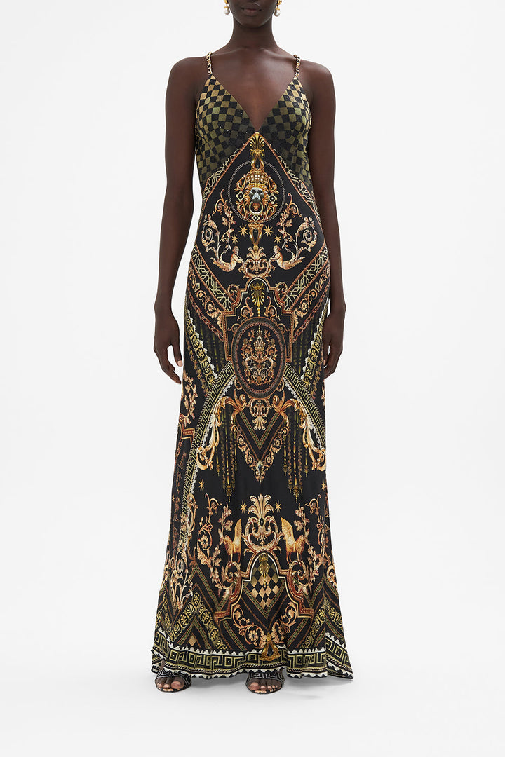 PLUNGE V GATHERED HALTER ONE PIECE DUOMO DYNASTY