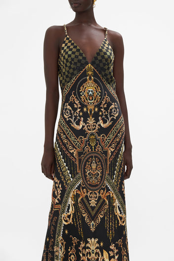 V NECK FULL LENGTH BIAS SLIP DRESS DISH IT, DAISY