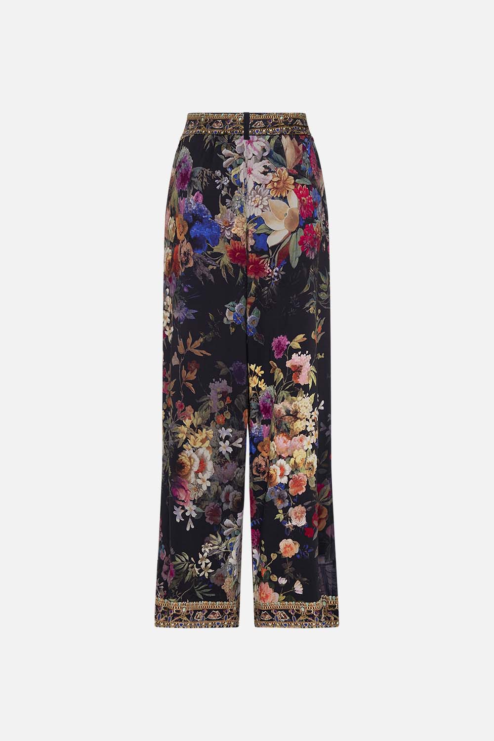 Video of model wearing CAMILLA wide leg pants in Play Your Cards Right print