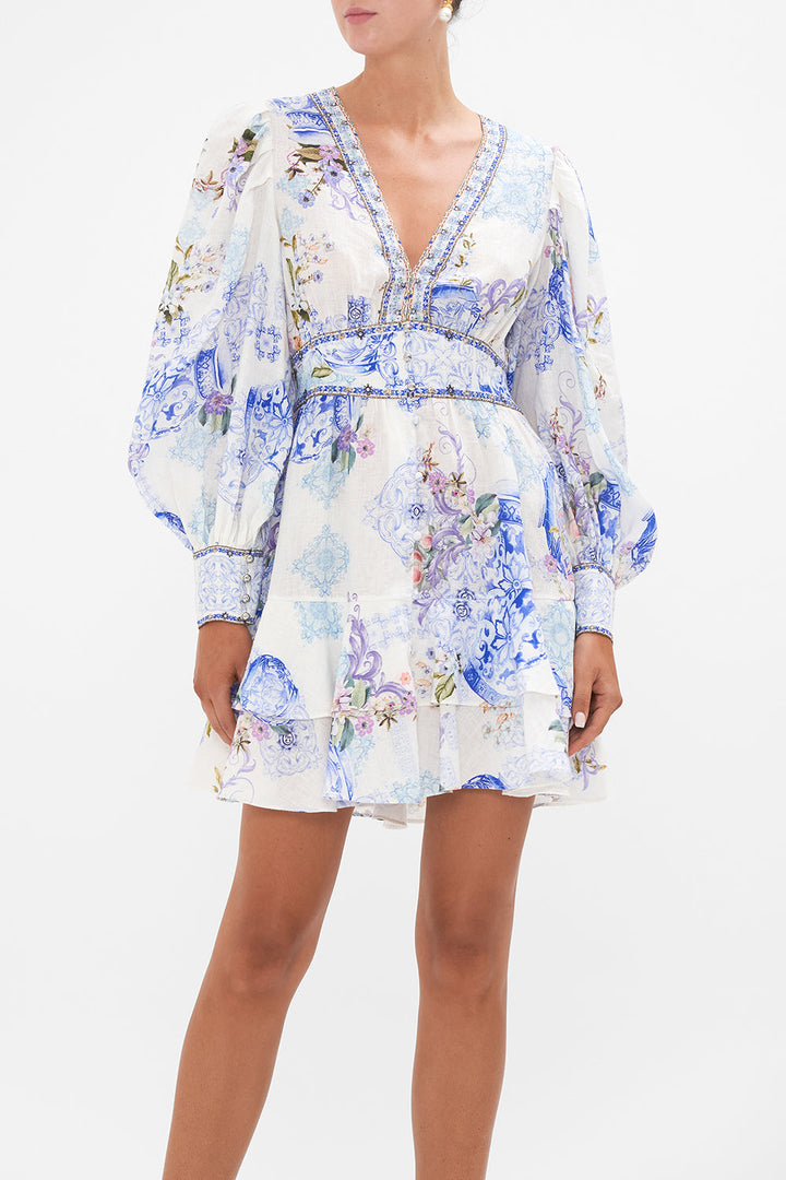 BUTTON FRONT FRILL DRESS DEAR AMORE MIO