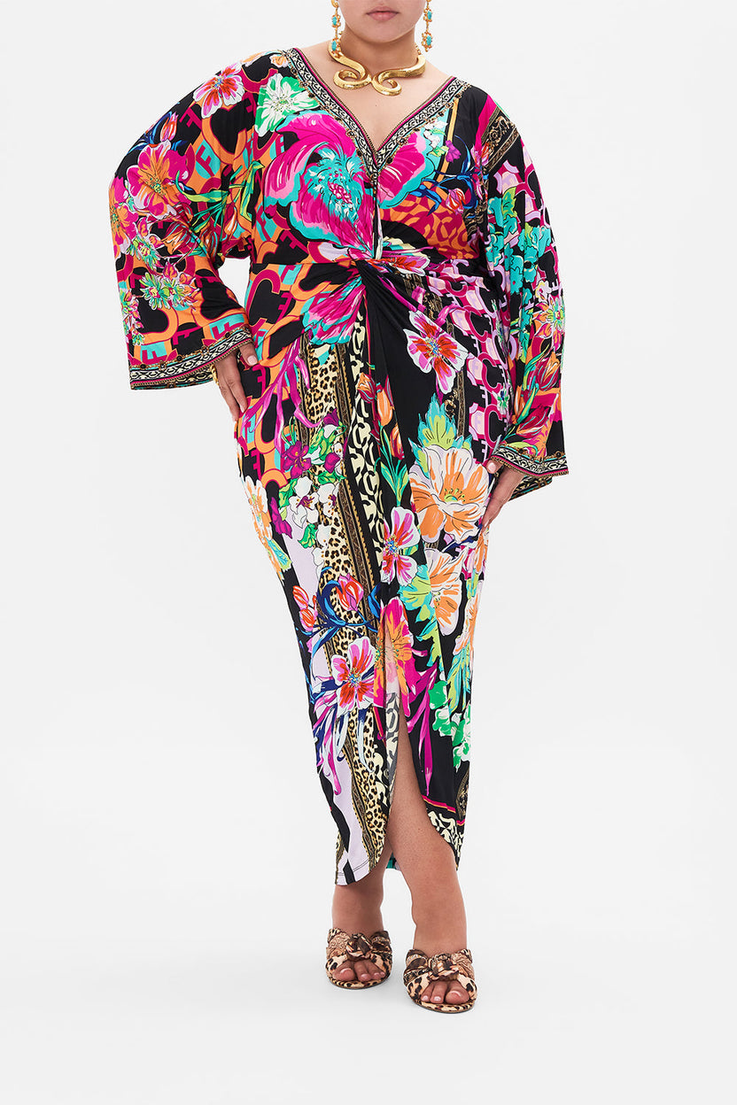 Camilladress Off Shoulder Twist Waist High Slit Floral Dress