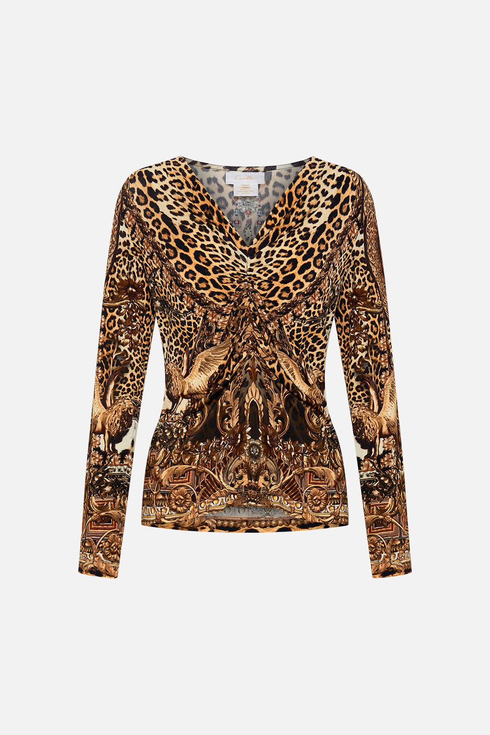 RUCHED LONG SLEEVE JERSEY TOP STANDING OVATION