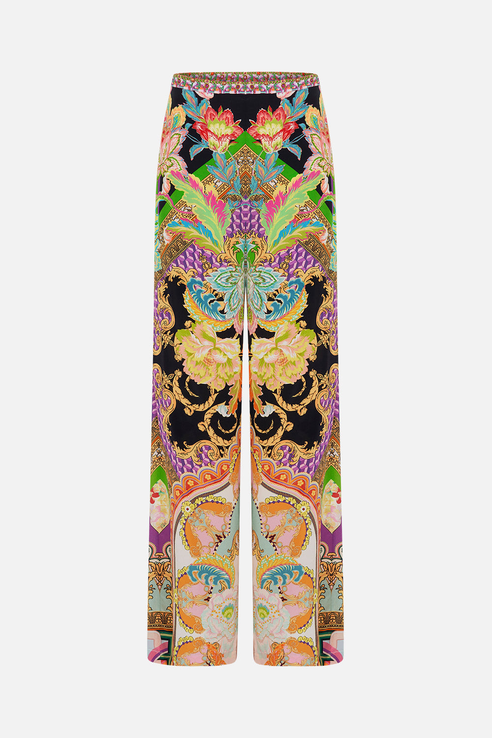 Product view of CAMILLA silk wide leg pant in Sundowners in Sicily print 