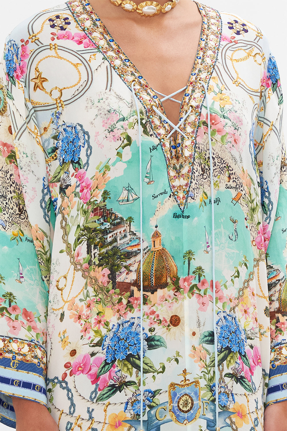 METAL EYELET KAFTAN ROCOCO GLOW