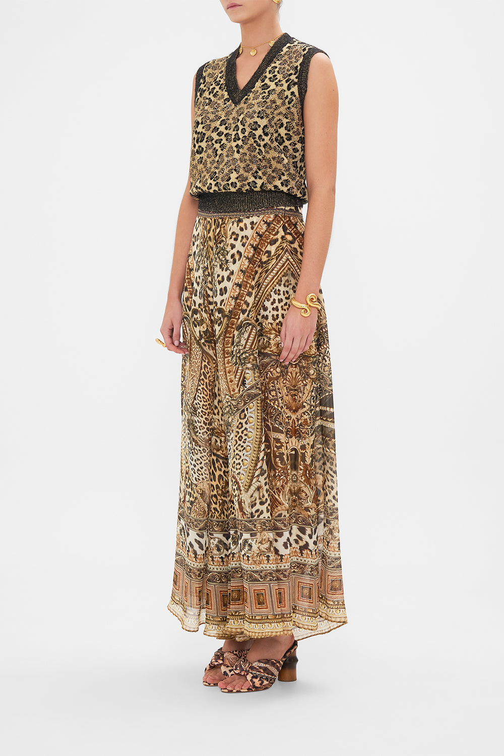 CROPPED JACQUARD KNIT VEST STANDING OVATION