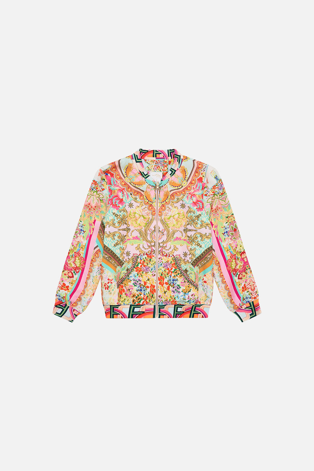 Product view of MILLA BY CAMILLA kids bomber jacket in An Italian Welcome print