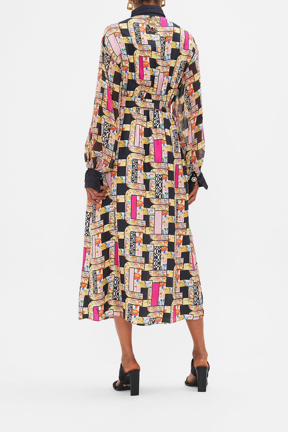 BUTTON DOWN BLOUSON SLEEVE DRESS SIGNORA MILANO