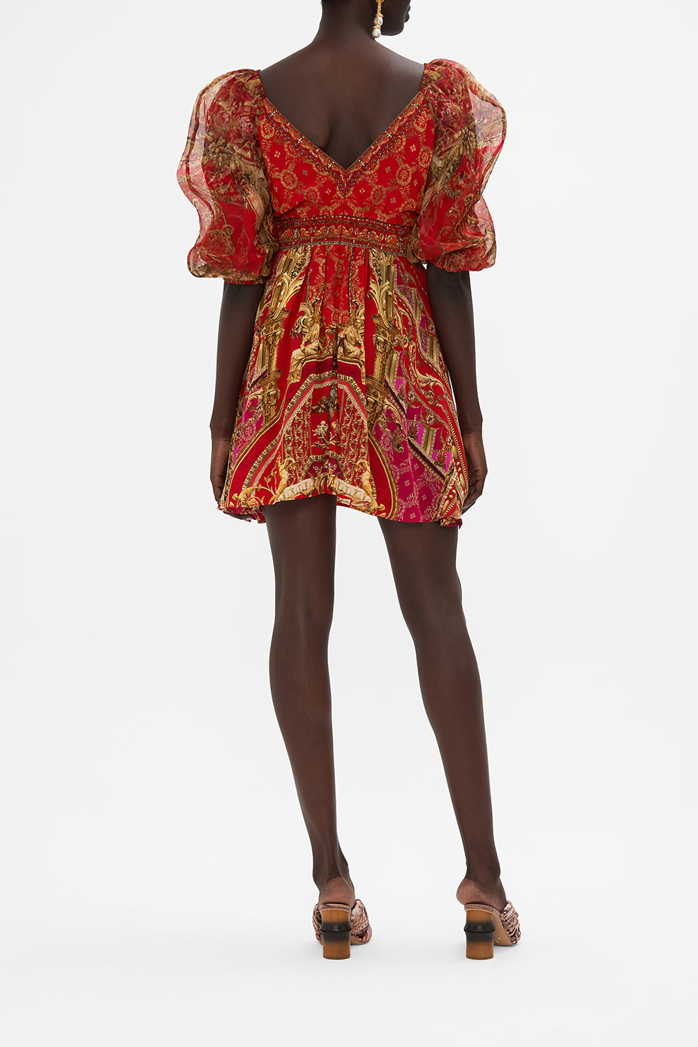 Robe Soprano Grise à Manches Ballon - Taille Small, Longueur Mini - Occasion Très Bon état