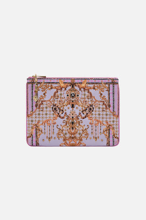 Product view of CAMILLA printed clutch in Lavender Ever After print