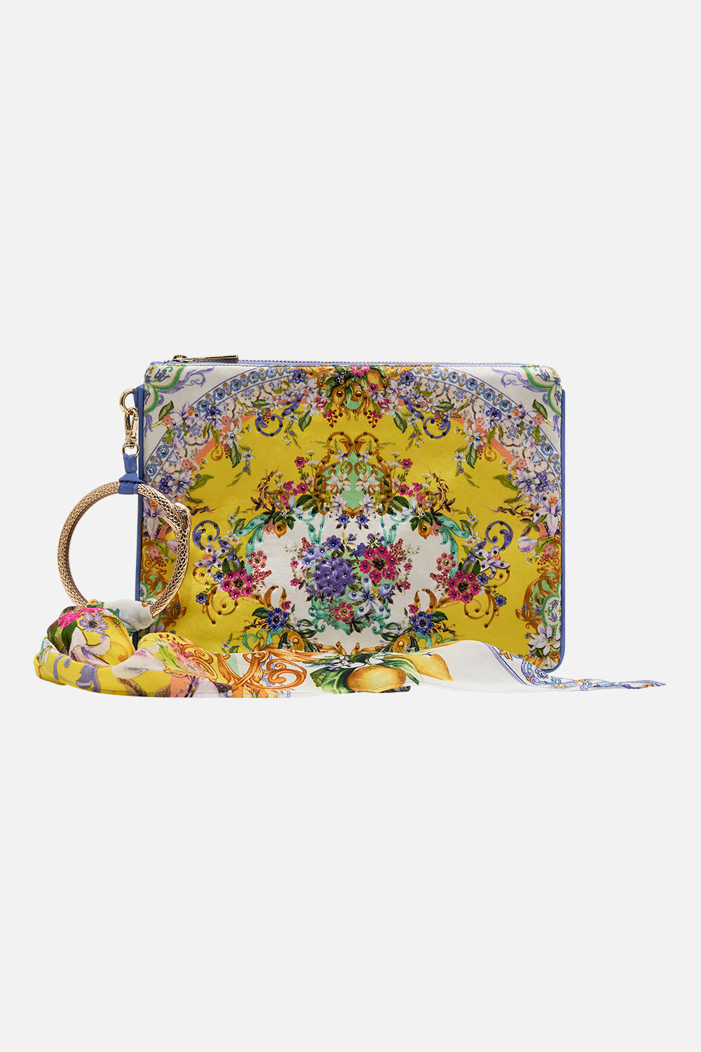 Product view of CAMILLA  silk clutch bag in Caterina Spritz print