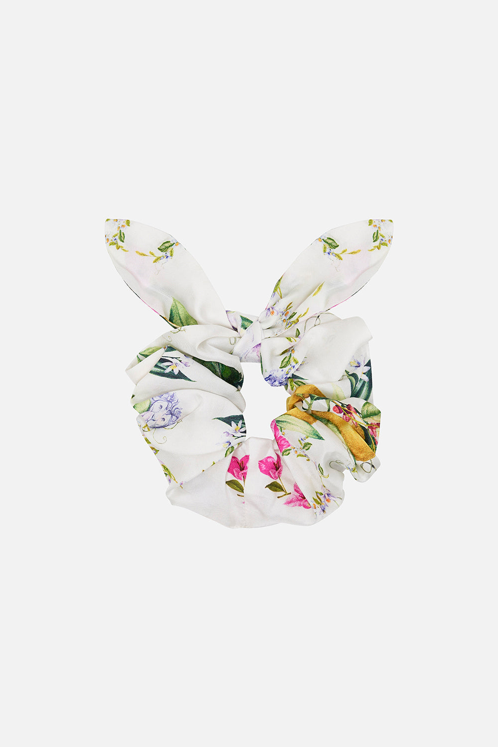 Product view of CAMILLA silk  scrunchie in Caterina Spritz print