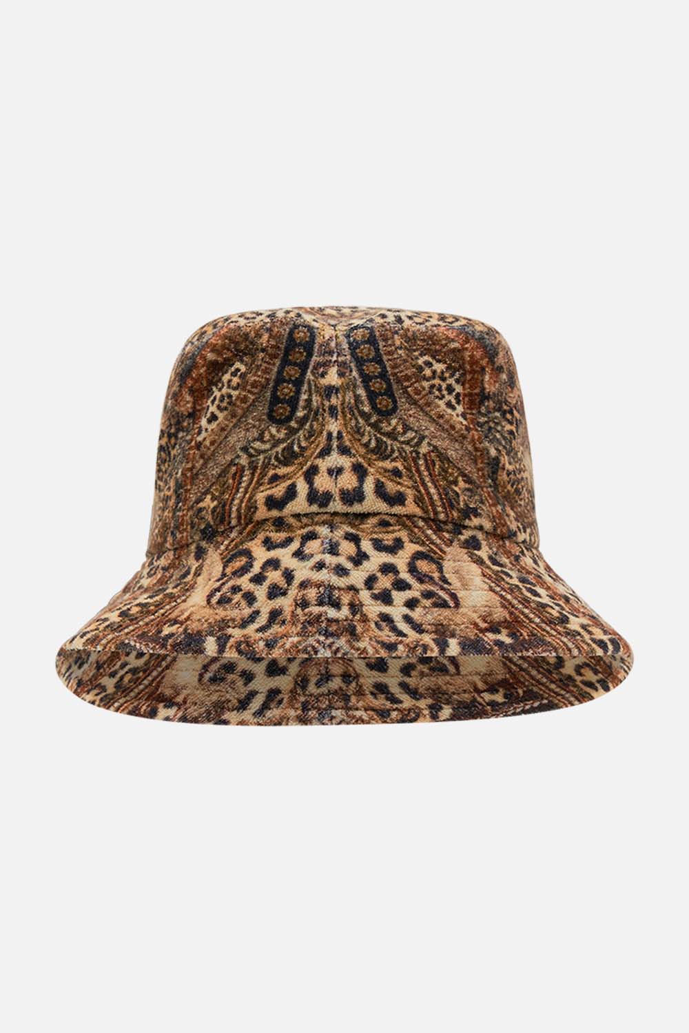 Product view of CAMILLA  lopeard print bucket hat in Standing Ovation print