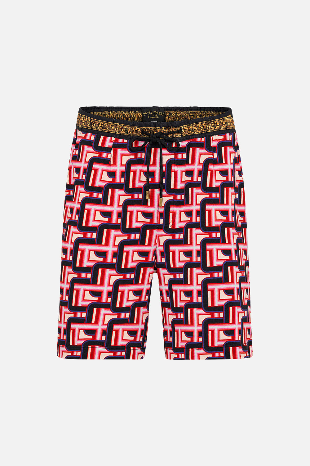 Product view HOTEL FRANKS BY CAMILLA mens track short in Rome Retro print 
