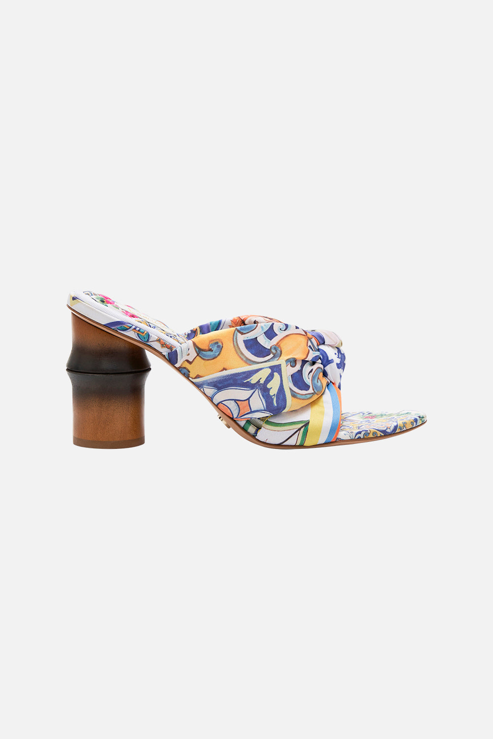 Product view of CAMILLA knotted heel in Amalfi Amore print
