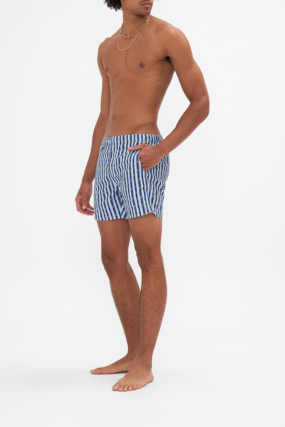 The CAMILLA TAILORED SWIM SHORT AMALFI LULLABY in our  print.