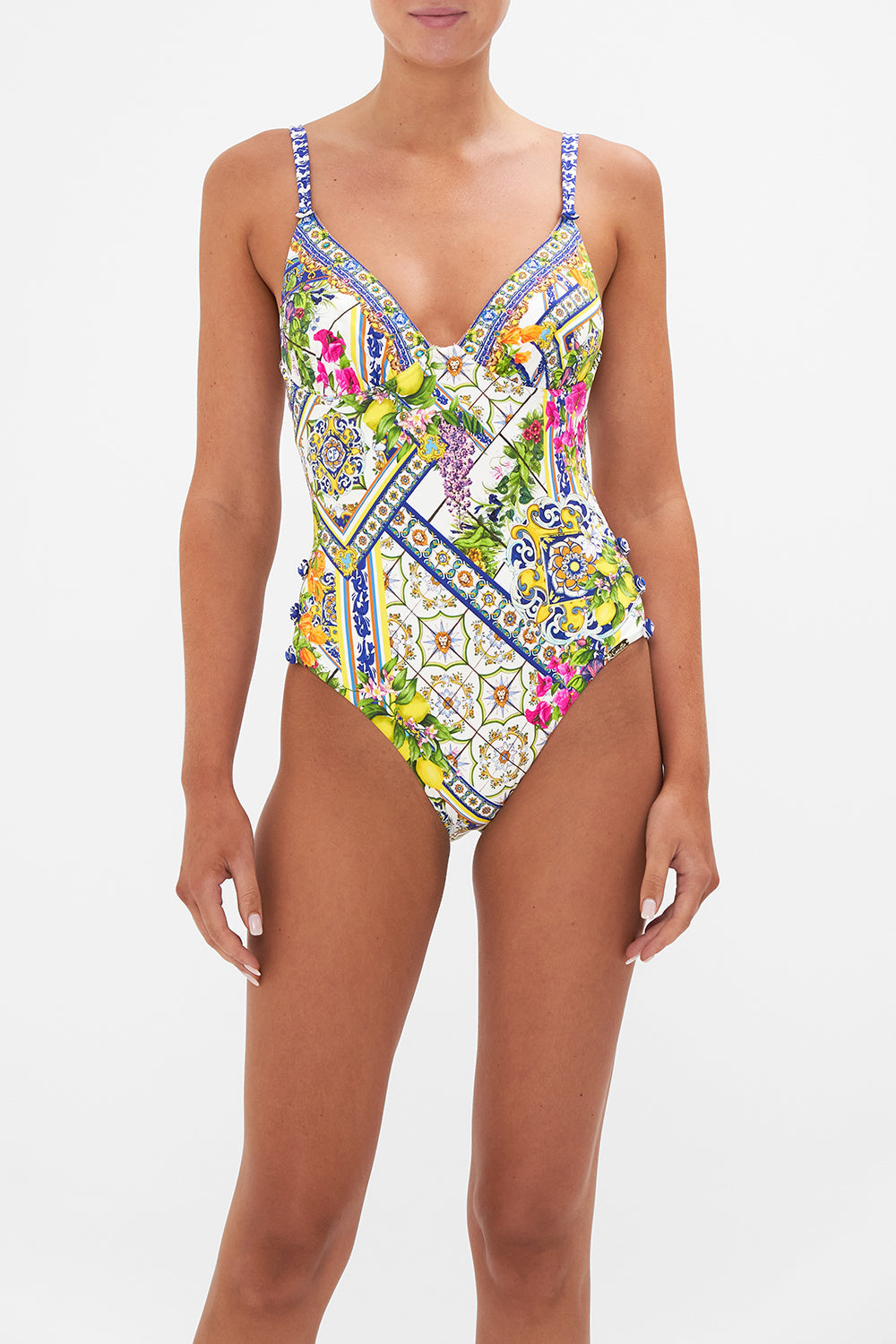 UNDERWIRE ONE PIECE WITH BUTTON DETAIL AMALFI AMORE