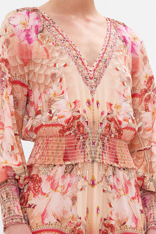 DRESS WITH SHIRRED WAIST AND CUFF LOOK AT ME