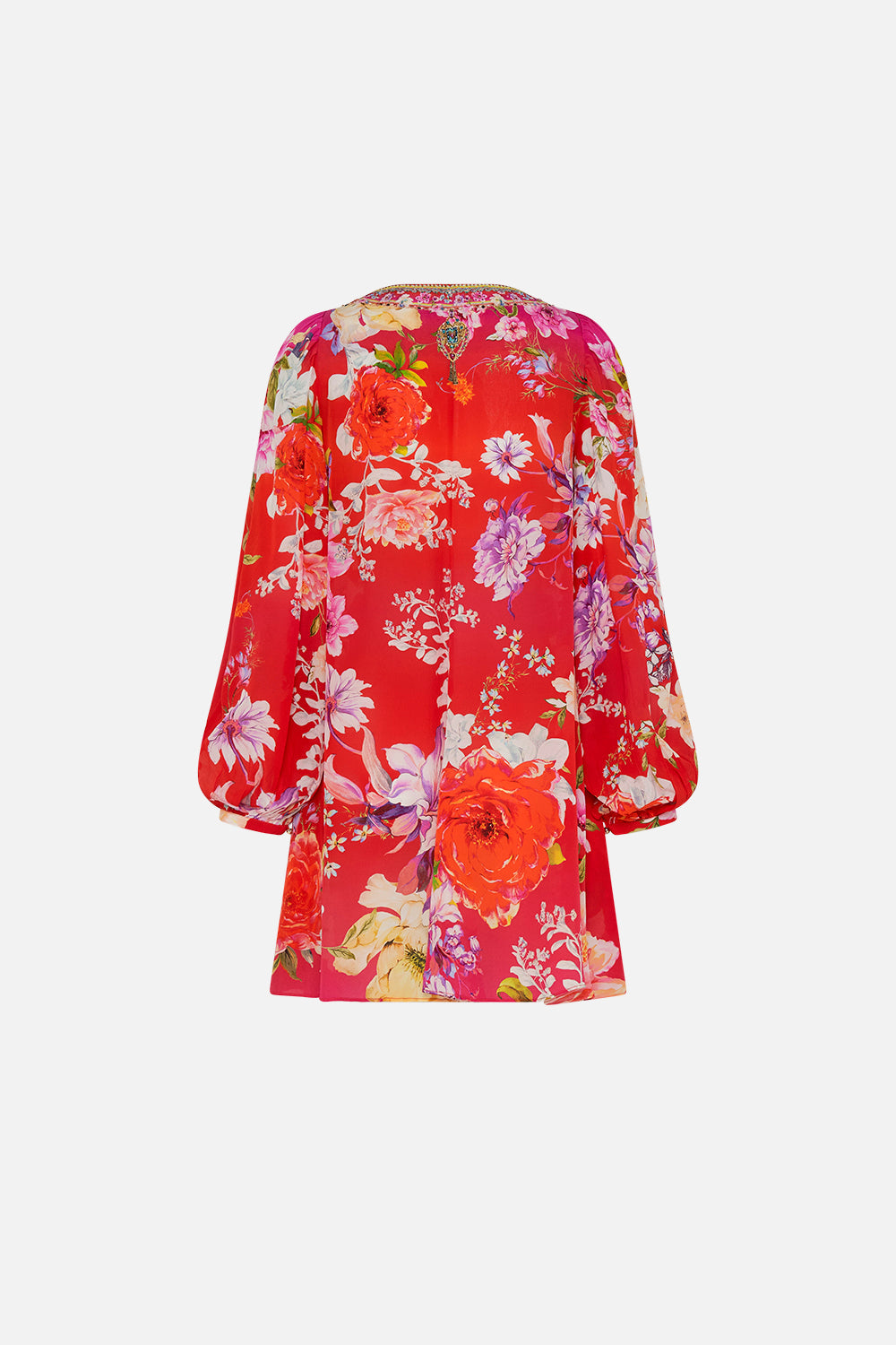 V NECK BLOUSON SLEEVE DRESS KISS AND TELL