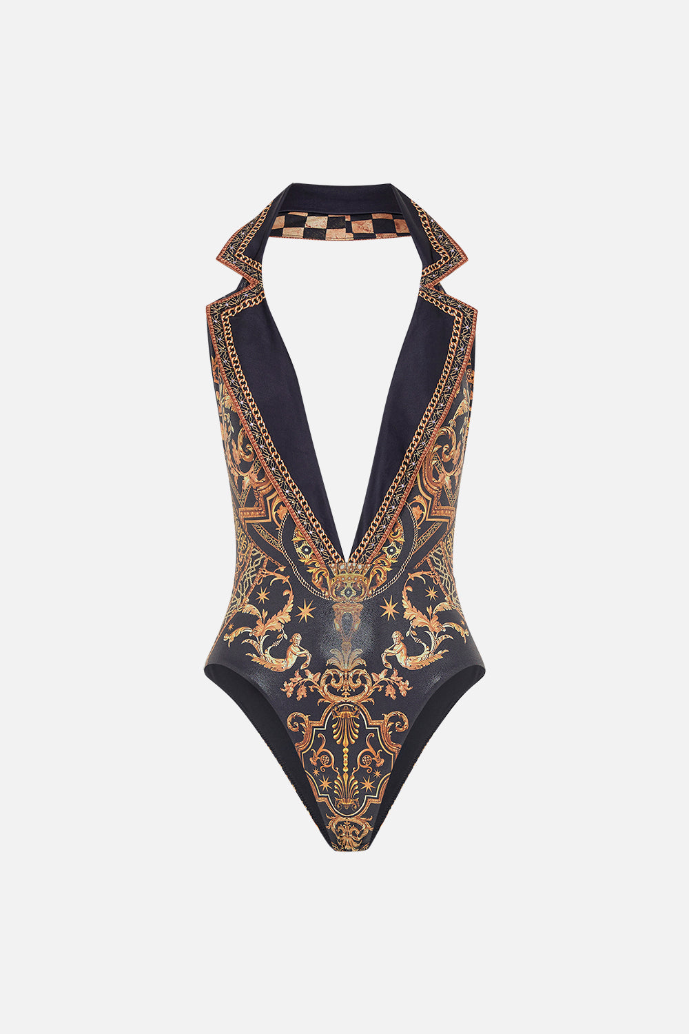PLUNGE FRONT BODYSUIT WITH COLLAR DUOMO DYNASTY