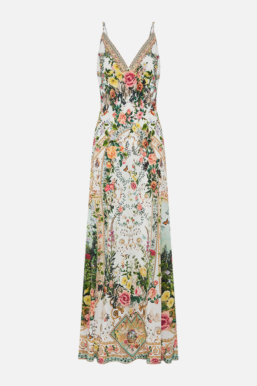 V-NECK FULL LENGTH BIAS SLIP DRESS HEIRLOOM EMPIRE