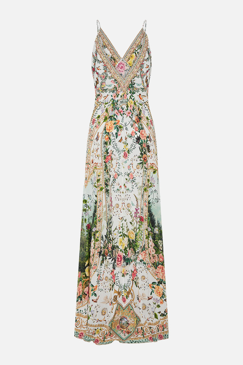 V NECK FULL LENGTH BIAS SLIP DRESS PAINT ME POSITANO