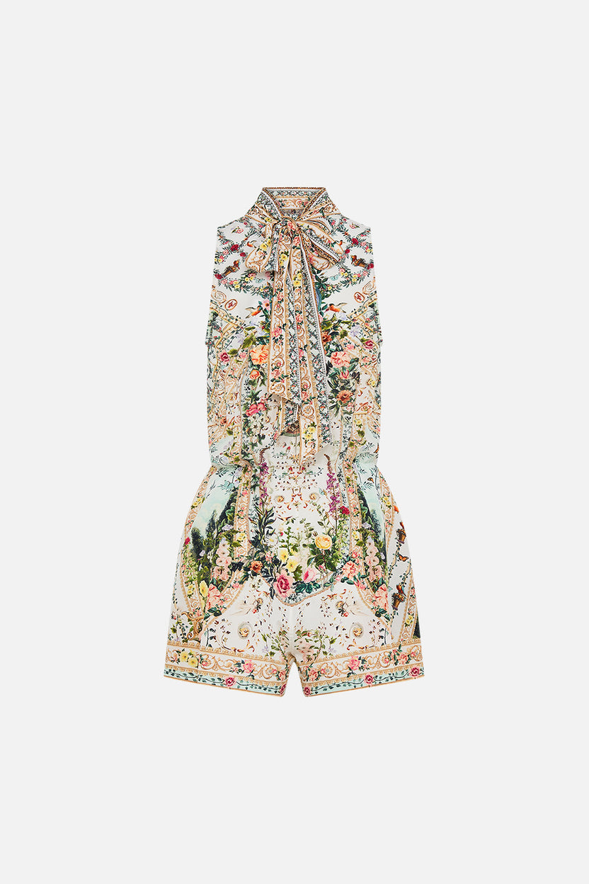NECK TIE PLAYSUIT WITH ELASTIC WAIST WHATS NEW PUSSYCAT