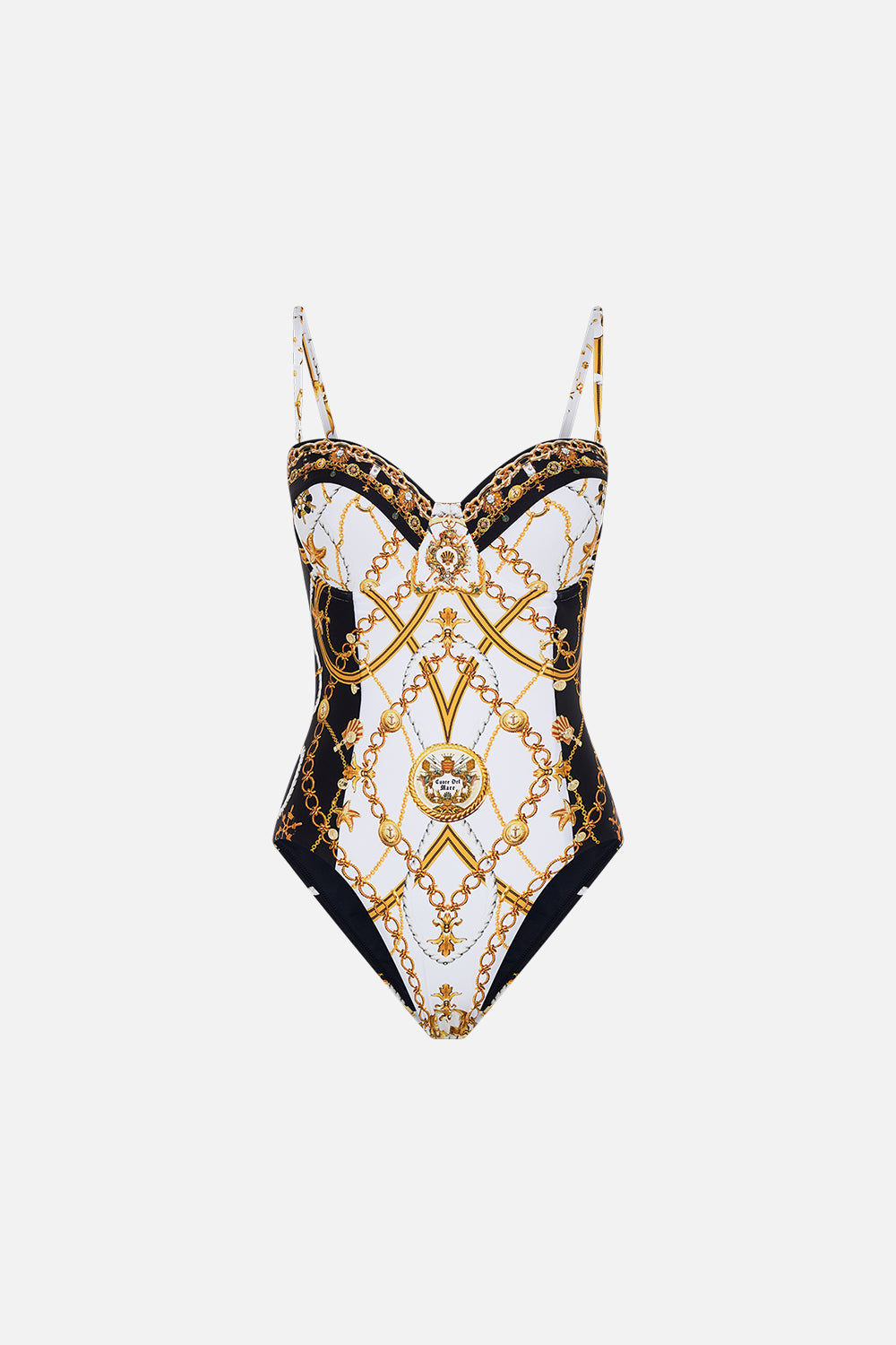 Product view of  CAMILLA underwire one piece in Coast to Coast print