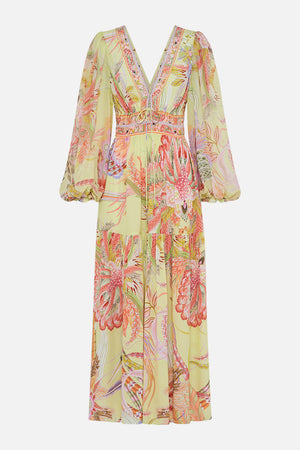 CAMILLA long sleeve silk dress in Cosmic Tuscan print