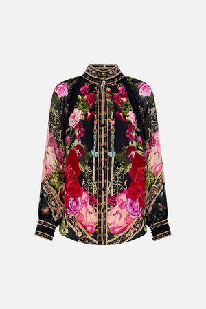Product view of CAMILLA silk shirt in Reservation For Love print