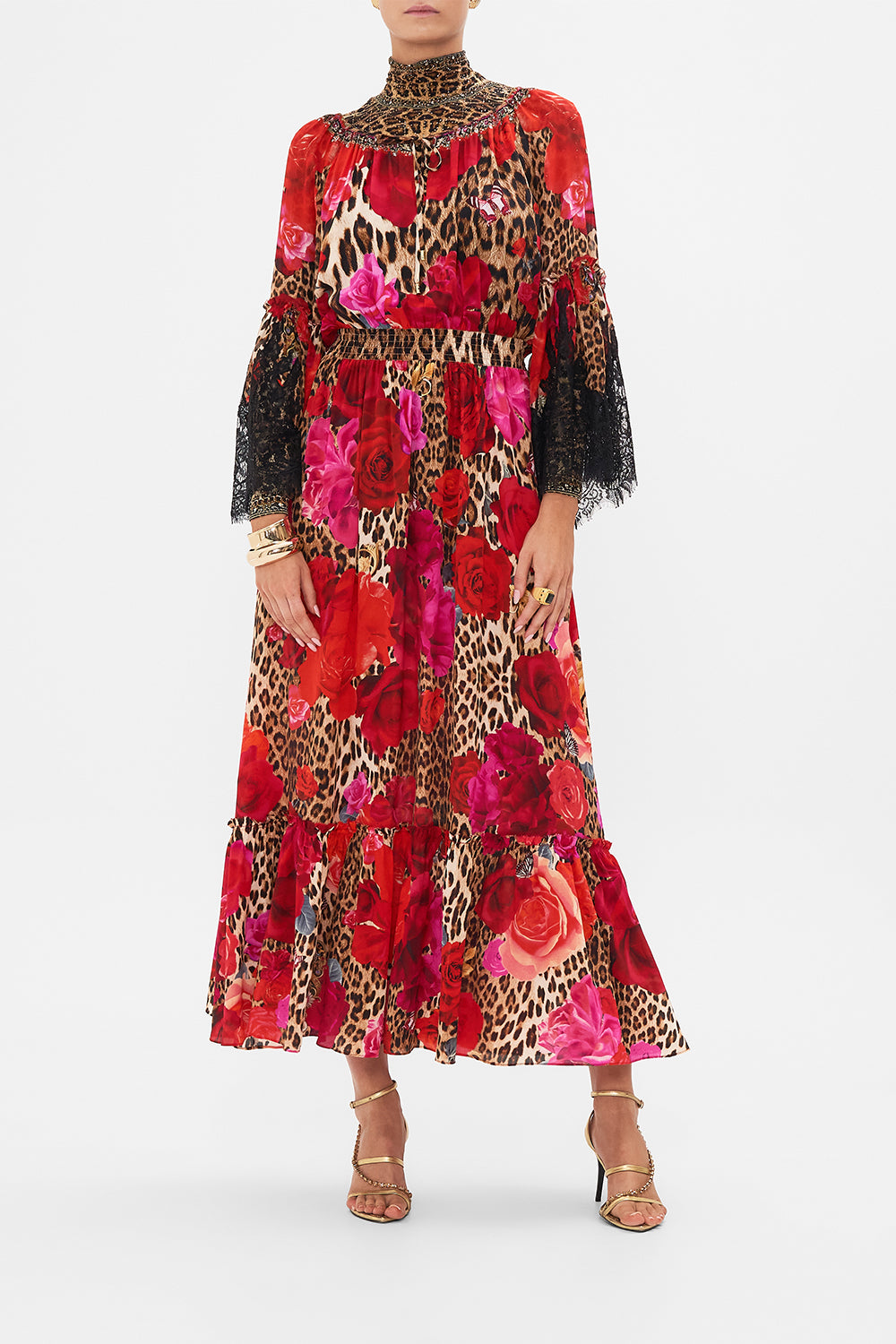 LONG DRESS WITH GATHERED BELL SLEEVE HEART LIKE A WILDFLOWER