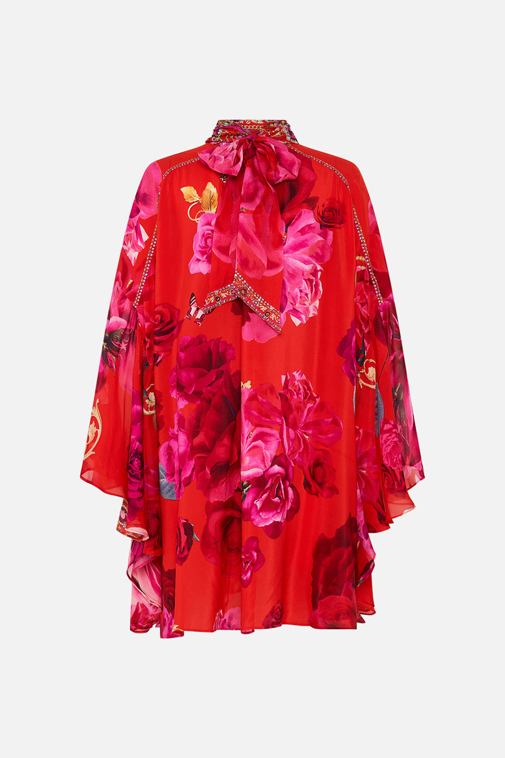 HIGH NECK RUFFLE SWING DRESS ITALIAN ROSA