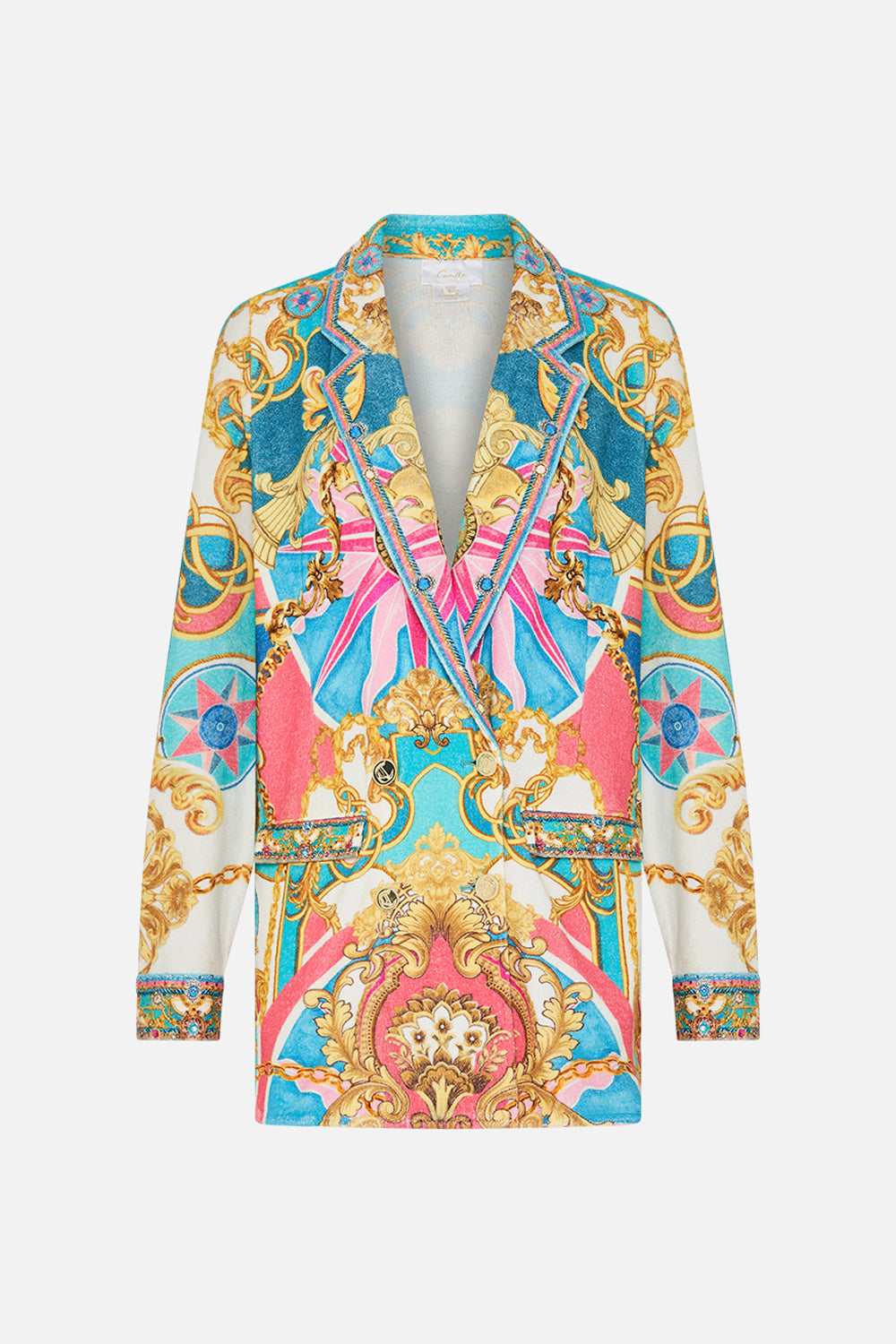 Product view of CAMILLA silk jacket in Sail Away With Me print 