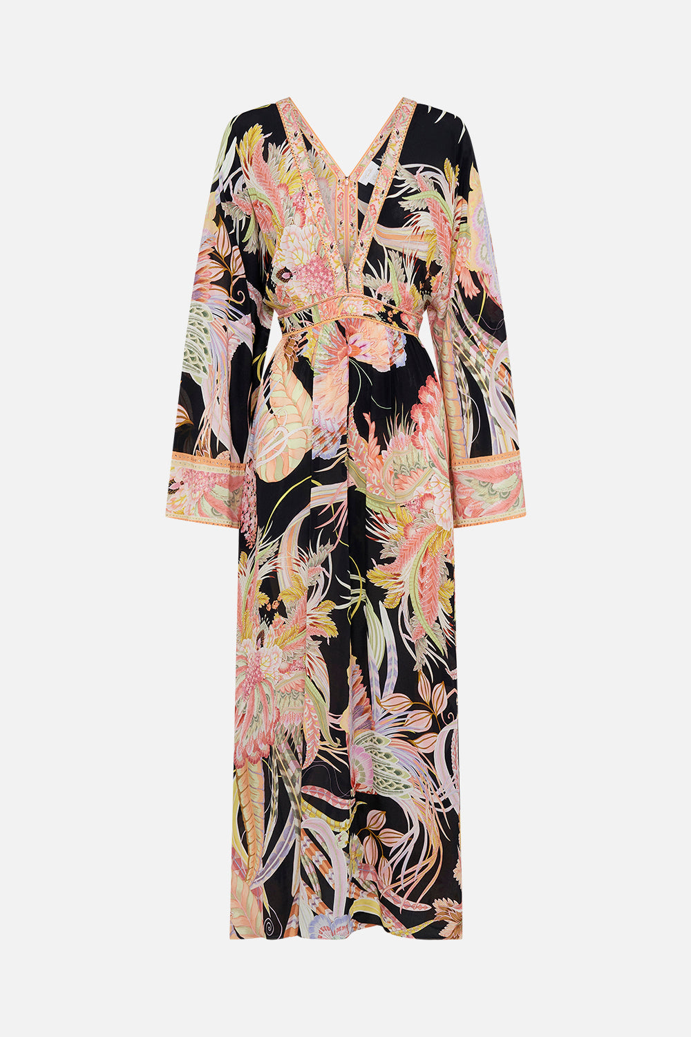 Product view of CAMILLA designer silk dress in Lady Of The Moon print
