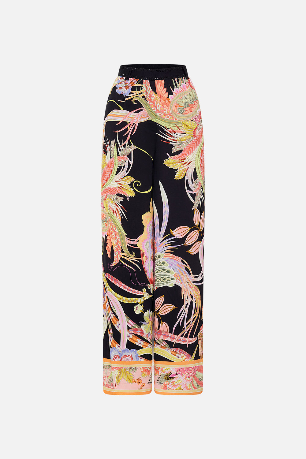Product view of CAMILLA designer wide leg pants in Lady of The Moon print