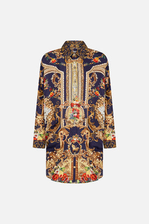 Product view of CAMILLA floral shirt tunic in Flowers Of Neptune print