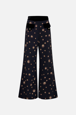 CAMILLA flared black pant with pockets in Soul of A Star Gazer print