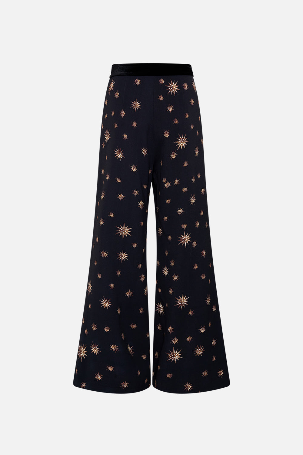 CAMILLA flared black pant with pockets in Soul of A Star Gazer print