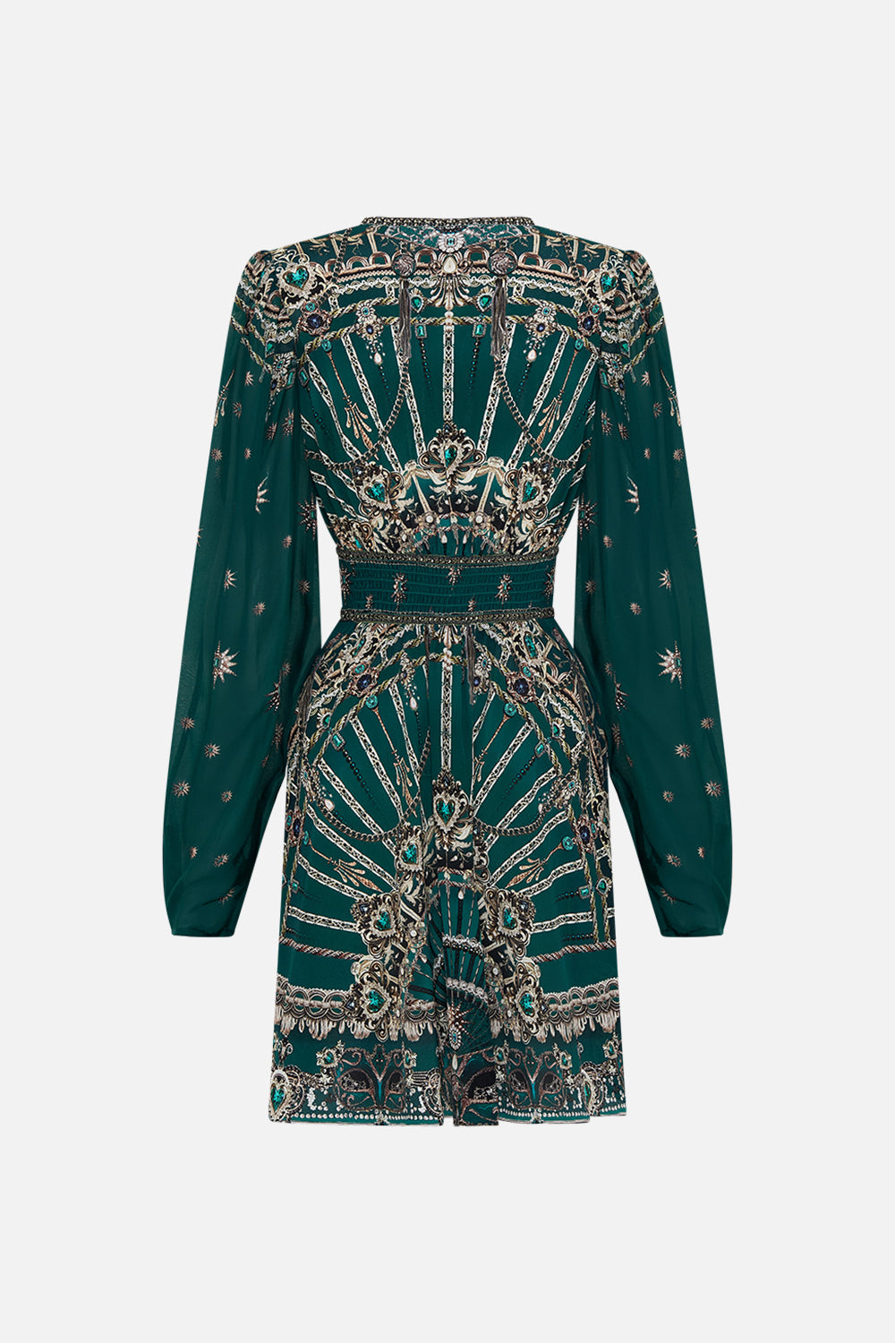 CAMILLA silk drop sleeve dress in A Venice Veil print 