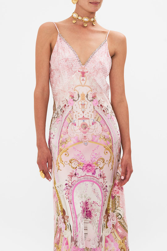 V NECK FULL LENGTH BIAS SLIP DRESS SEVILLE SWEETHEART