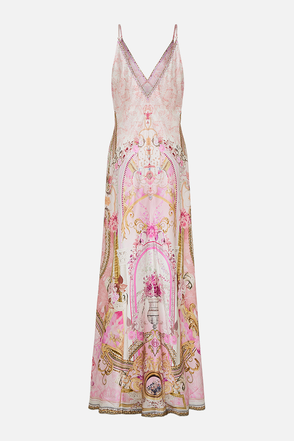 V NECK FULL LENGTH BIAS SLIP DRESS FRESCO FAIRYTALE