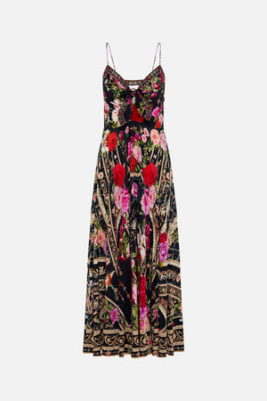 Product view of CAMILLA floral silk maxi dress in Reservation For Love print 