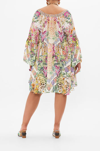 A-LINE RUFFLE SLEEVE DRESS QUEENS BEE HIVE