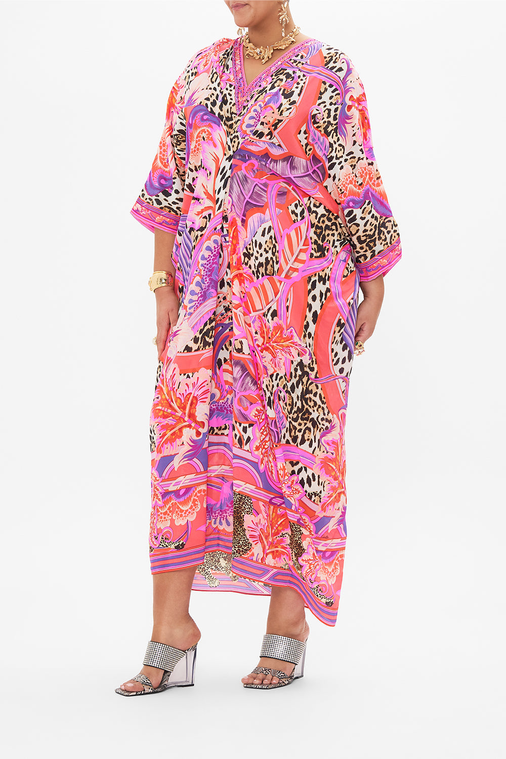 LONG KAFTAN WITH PLEAT DETAIL VIOLA VINTAGE