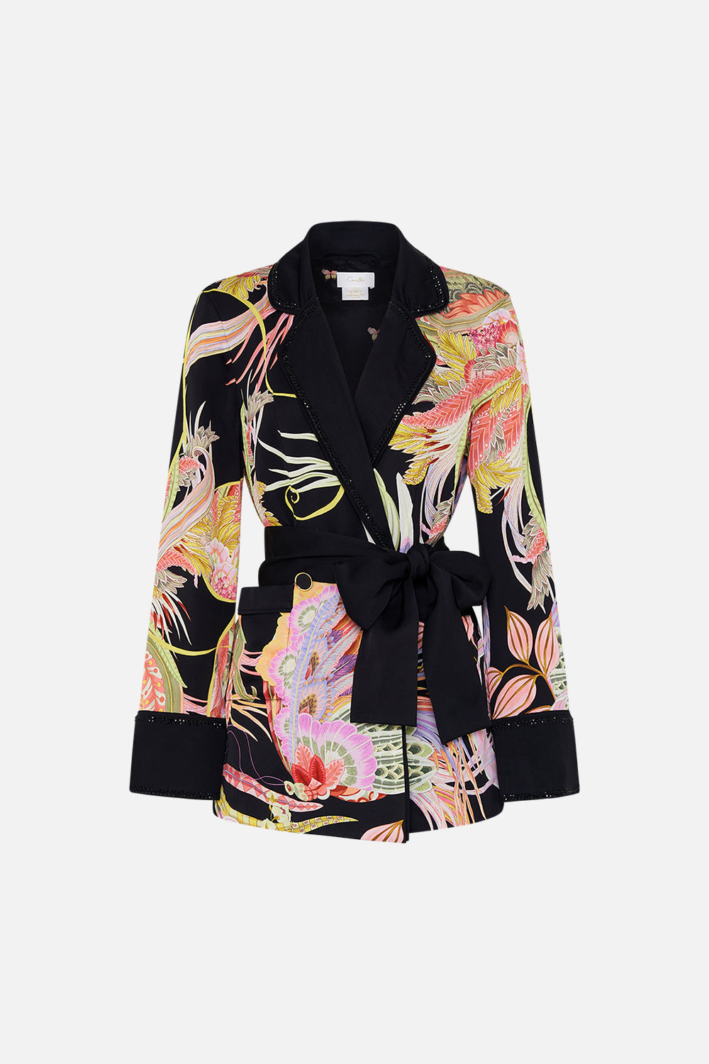 Product view of CAMILLA deisgner jacket in lady of The Moon Print