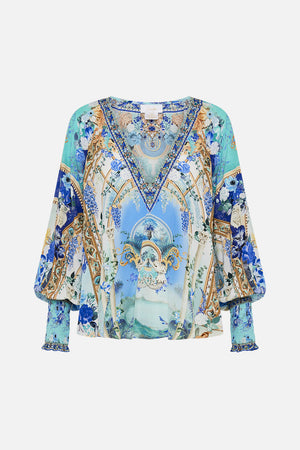 Product view CAMILLA silk blouse in Views Of Vesuvius print