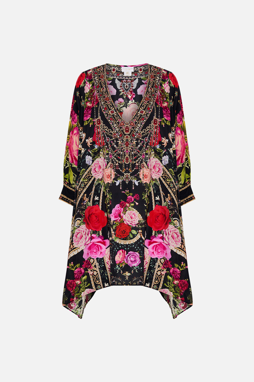 Product view of  CAMILLA short kaftan in Reservation For Love print