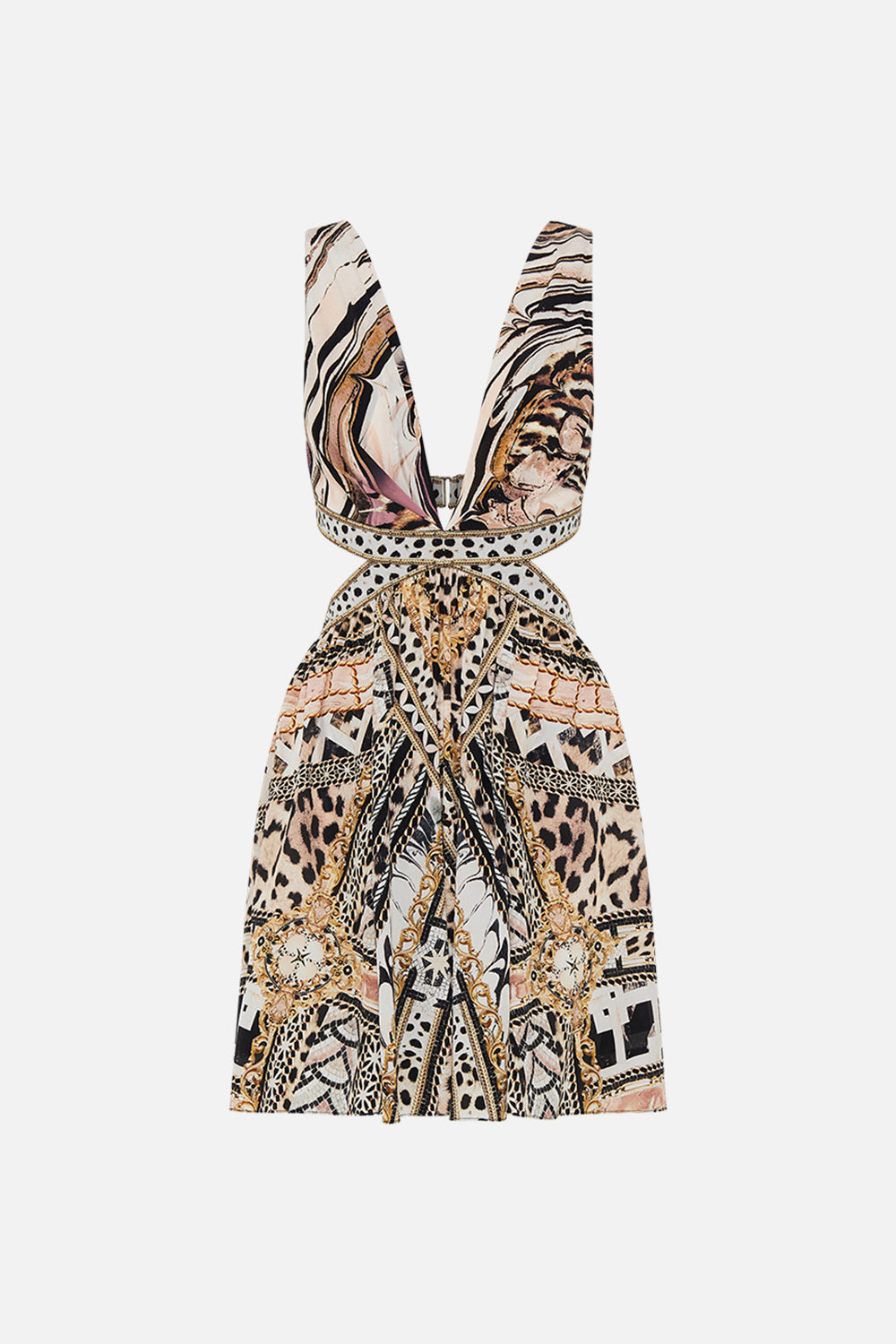 The CAMILLA CUT OUT SHORT DRESS MOSAIC MUSE in our  print.