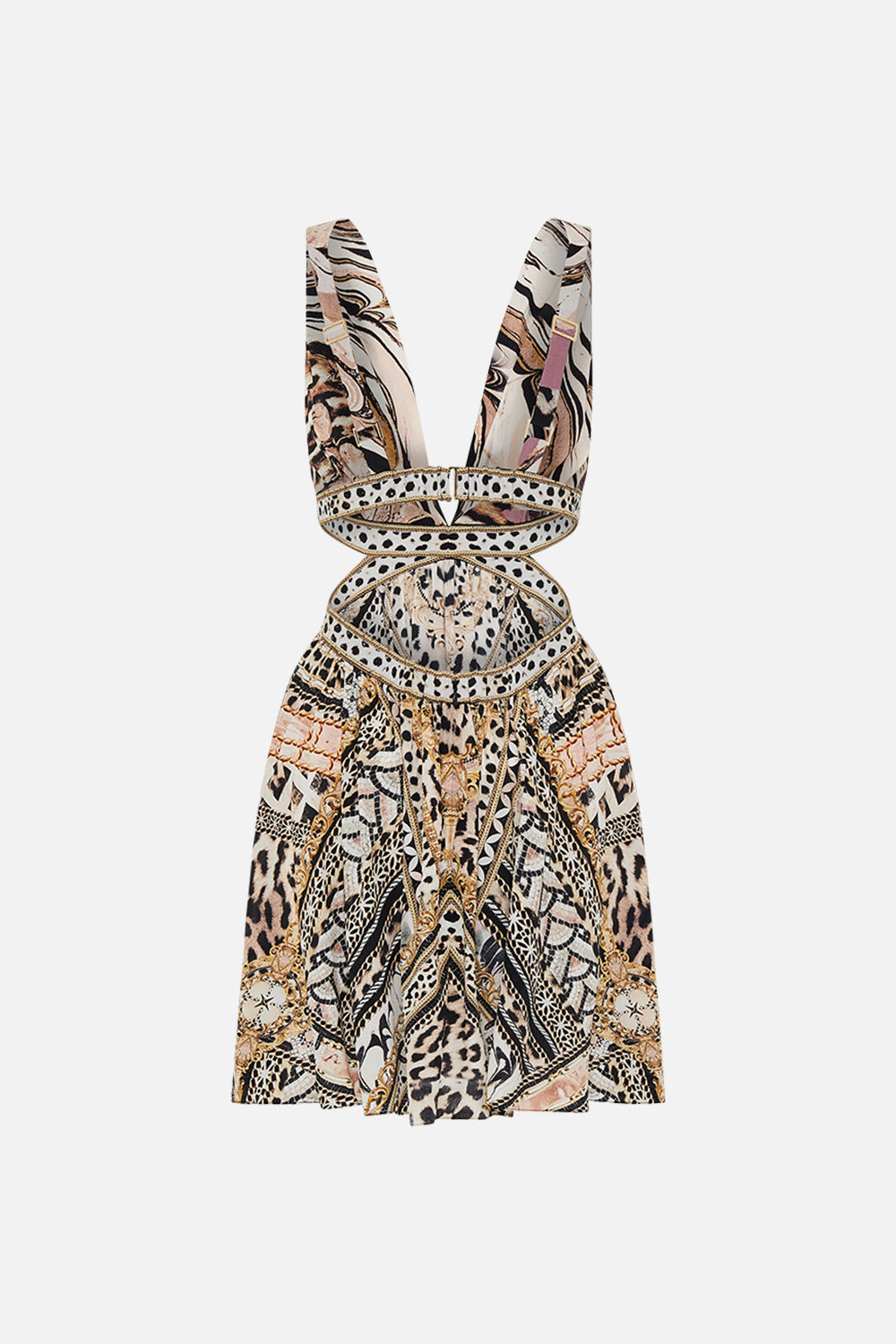 The CAMILLA CUT OUT SHORT DRESS MOSAIC MUSE in our  print.