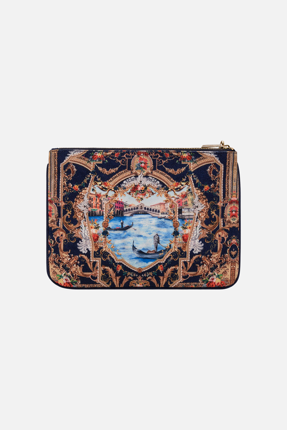 CAMILLA evening clutch bag in Venice Vignette print