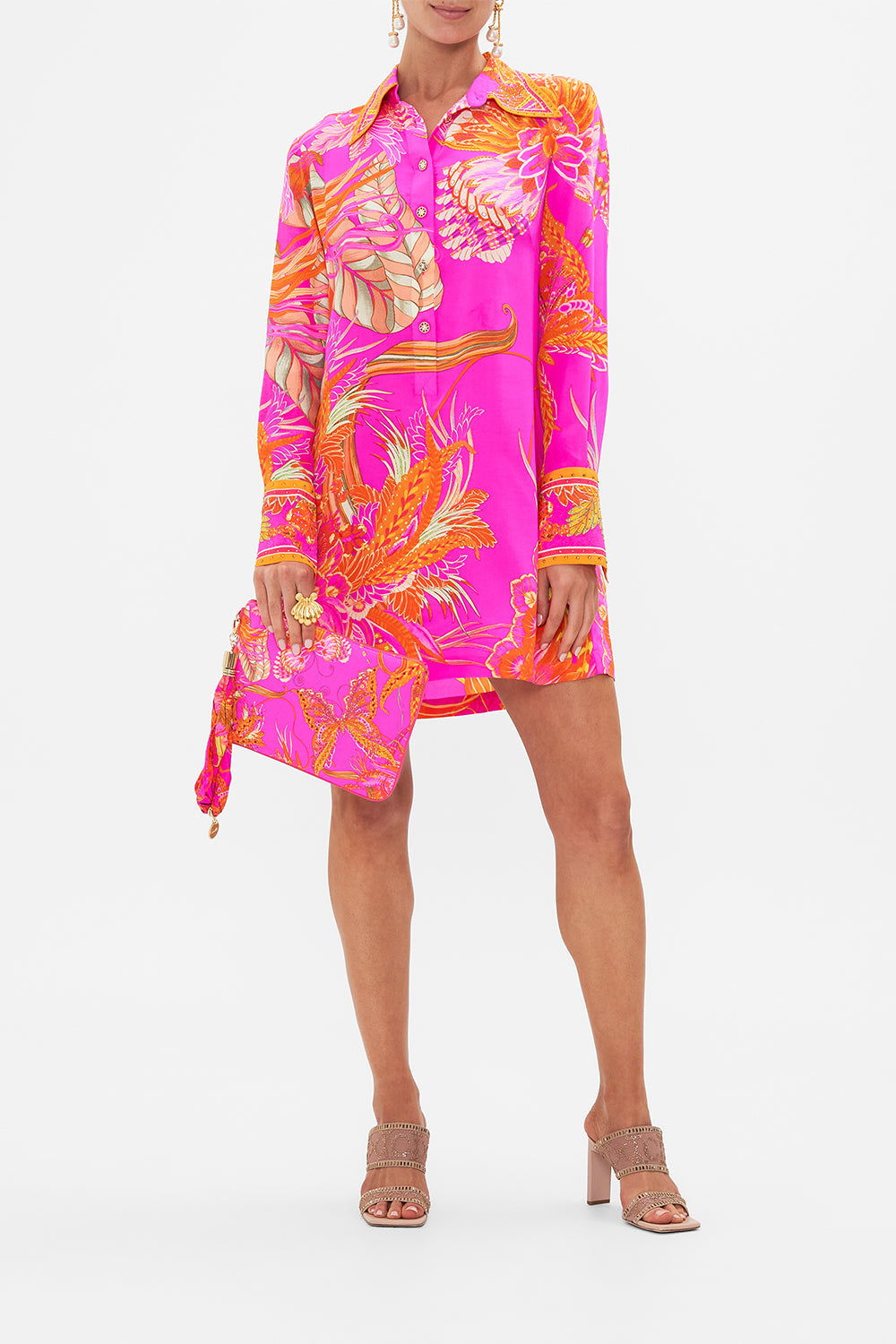 CAMILLA designer silk clutch in A Heart that Flutters print